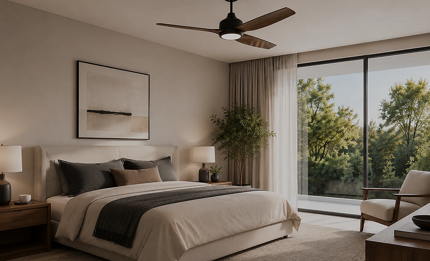 Ventilateurs de plafond silencieux dans un intérieur adapté
