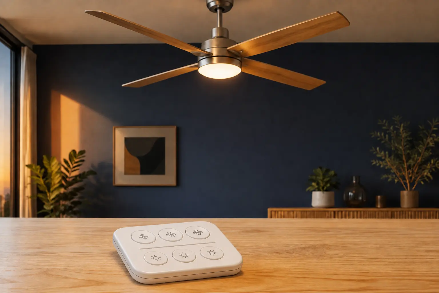 Éléments neutres de commande d’un ventilateur de plafond