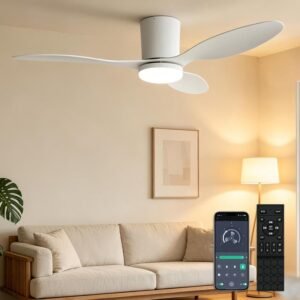 100CM Ventilateur Plafond avec Lumiere, Ventilateur Plafond Silencieux avec Telecommande 6 Vitesses Du Vent Dimmable, Moderne Plafonnier Ventilateur Moteur DC Réversible Timer pour Chambre Salon