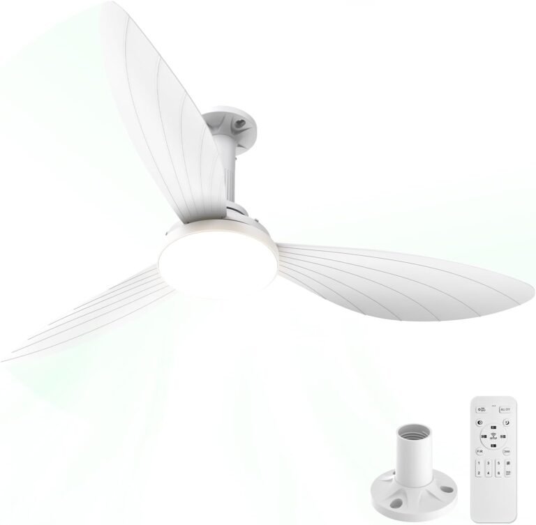 Hisummer, ventilateur de plafond avec lumière et télécommande — Métal, Plastique Abs
