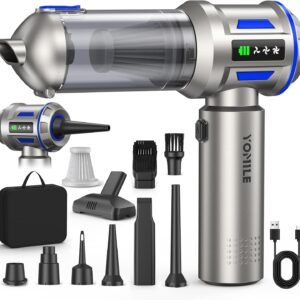 Aspirateur à Main, 27000Pa/135W Mini Aspirateur sans Fil & 250.000 tr/min Aspirateur de Voiture à 3 Vitesses avec Moteur sans Brosse, Aspirateur Voiture Sans Fil Pour Bureau,Maison, Cuisine,Poils