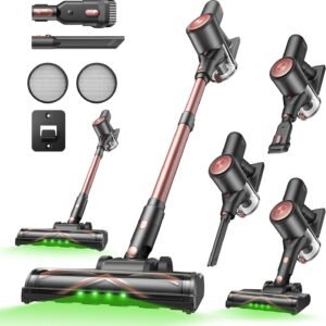 Vexilar V10 Pro Aspirateur Balai sans Fil,450W/45Kpa/50 Mins Aspirateur sans Fil Puissant,Brosse Anti-Emmêlement,télescopique Léger Aspirateur Balai pour Tapis,Poils Animaux,Sol Dur et Voiture