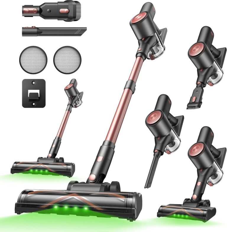 Vexilar V10 Pro Aspirateur Balai sans Fil,450W/45Kpa/50 Mins Aspirateur sans Fil Puissant,Brosse Anti-Emmêlement,télescopique Léger Aspirateur Balai pour Tapis,Poils Animaux,Sol Dur et Voiture